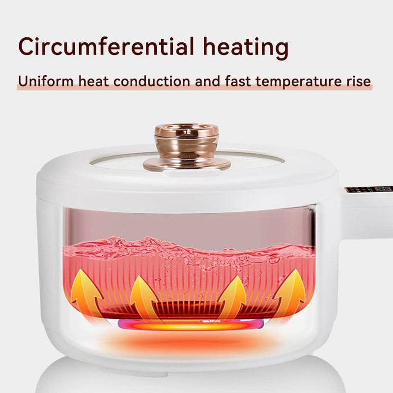 Drizzle طباخ كهربائي للحساء بخار 1.8 لتر متعدد الوظائف مقلاة غير لاصقة للطهي في المكتب والسكن المحمول لطهي الرامن بخار حماية من الجفاف مناسب لطهي المعكرونة والبيض والقلي - Image 4